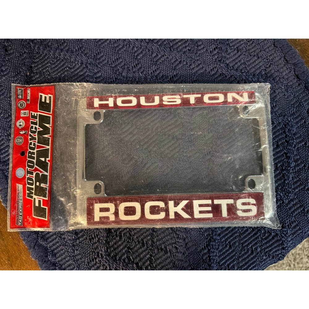 Houston Rockets NBA Motorcycle License Plate Frame Chrome Red New